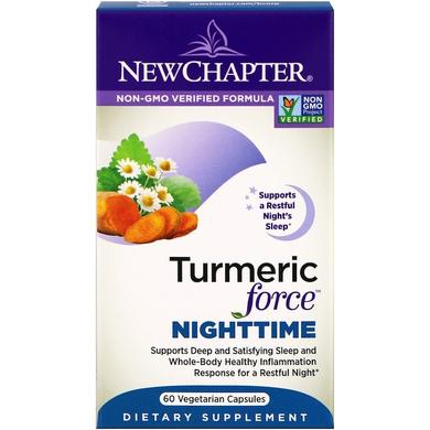 Куркумін, нічне формула, Turmeric Force Nighttime, New Chapter, 60 вегетаріанських капсул - фото