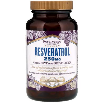 Ресвератрол, Resveratrol, ReserveAge Nutrition, 250 мг, 120 вегетаріанських капсул - фото