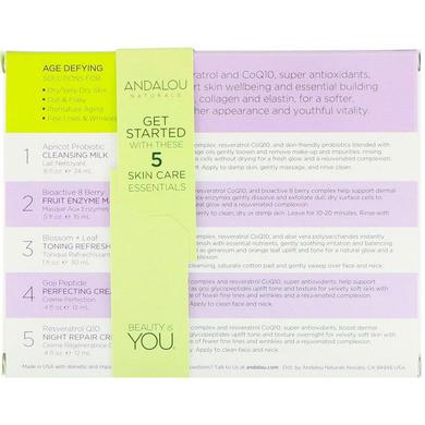 Косметичний набір для особи (віковий), Skin Care Essentials, Andalou Naturals, 5 шт. - фото