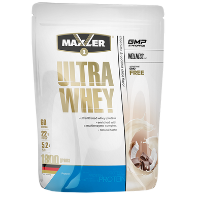 Протеїн, Ultra Whey, Maxler, смак молочний шоколад, 900 г - фото