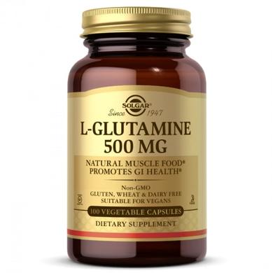 L- глютамин, L-Glutamine, Solgar, 500 мг, 100 вегетарианских капсул - фото