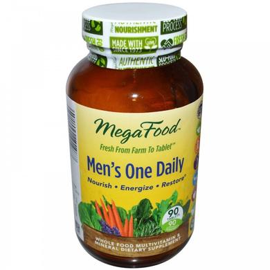Витамины для мужчин, Men's One Daily, Mega Food, без железа, 1 в день, 90 таблеток - фото