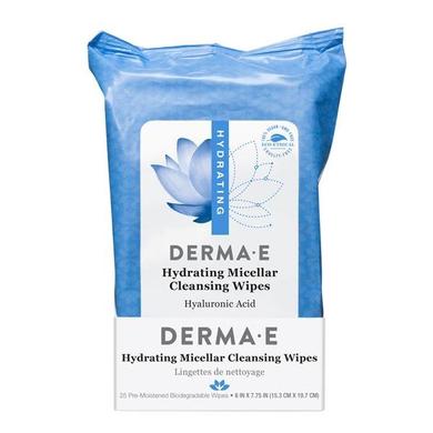 Увлажняющие салфетки для лица, Derma E, 25 влажных биоразлагаемых салфеток - фото