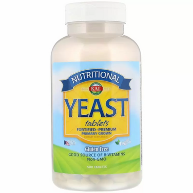 Харчові дріжджі, Nutritional Yeast, Kal, 500 таблеток - фото