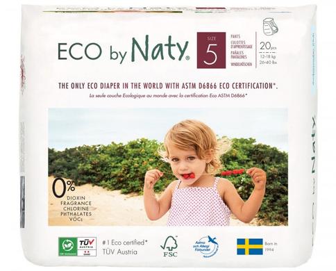 Органічні дитячі трусики-підгузки, розмір 5, від 12 до 18 кг, Eco by Naty, 20 шт - фото