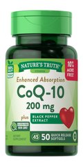 Коензим Q-10, CoQ-10, Nature's Truth, 200 мг, 50 гелевих капсул - фото