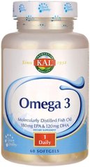 Омега-3, Omega 3 Fish 180/120, Kal, 1000 мг, 60 гелевих капсул - фото