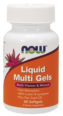 Мультивітаміни рідкі, Liquid mult gels (Vitamin & Mineral), Now Foods, 60 гелевих капсул - фото