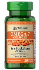 Омега-7 из облепихового масла, Omega-7 Buckthorn Oil, Puritan's Pride, 30 капсул - фото