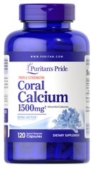 Коралловый кальций тройной силы, Triple Strength Coral Calcium, Puritan's Pride, 1500 мг, 120 капсул - фото