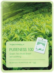 Тканевая маска с экстрактом зеленого чая, Pureness 100 Green Tea Mask Sheet, Tony Moly, 21 мл - фото