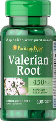 Валеріана корінь, Valerian Root, Puritan's Pride, 450 мг, 100 капсул - фото