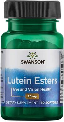 Лютеїн, Lutein Esters, Swanson, 20 мг, 60 гелевих капсул - фото