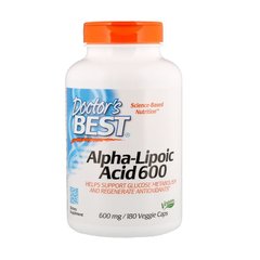 Альфа-липоевая кислота, Alpha-Lipoic Acid, Doctor's Best, 600 мг, 180 капсул - фото