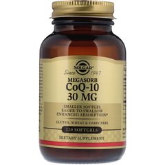 Коэнзим Q10 Мегасорб (CoQ-10, Megasorb), Solgar, дополненный, 30 мг, 120 капсул - фото