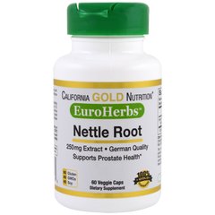 Крапива, Nettle Root, California Gold Nutrition, EuroHerbs, 250 мг, 60 капсул - фото