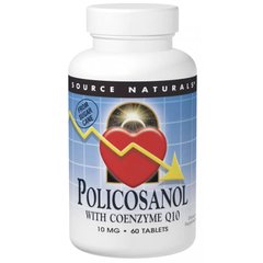 Поликозанол и коэнзим Q10 (Policosanol with Coenzyme Q10), Source Naturals, 10 мг, 60 таблеток - фото