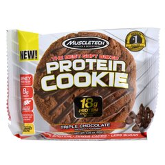 Протеїновий батончик, Protein Cookie, потрійний шоколад, MuscleTech, 92 г - фото