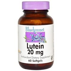 Лютеин, Lutein, Bluebonnet Nutrition, 20 мг, 60 капсул - фото