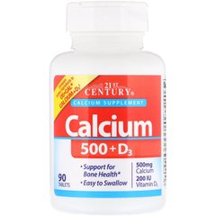 Кальций 500 + Д3, Calcium 500 + D3, 21st Century, 90 - фото