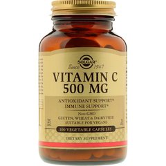 Вітамін С, Vitamin C, Solgar, 500 мг, 100 капсул - фото
