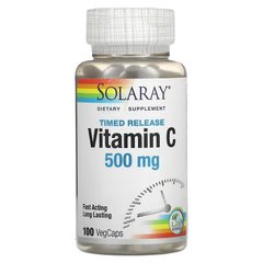 Вітамін С, Vitamin C, Solaray, двофазне вивільнення, 500 мг, 100 капсул - фото