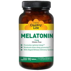 Мелатонин, Melatonin, Country Life, 3 мг, 90 таблеток - фото