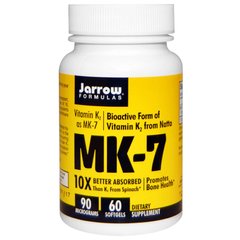 Витамин К2, МК-7 Vitamin K2, Jarrow Formulas, 90 мкг, 60 капсул - фото