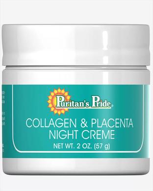 Натуральний колаген і плацента нічний крем, Natural Collagen and Placenta Night Creme, Puritan's Pride, 59 мл - фото