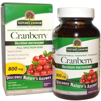 Клюква, Cranberry, Nature's Answer, 800 мг, 90 вегетарианских капсул - фото