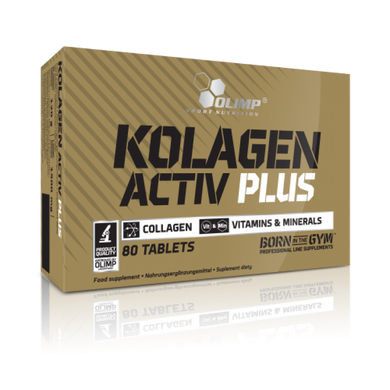 Препарат для зв'язок і суглобів, Kolagen Activ Plus gold, Olimp, 80 таблеток - фото