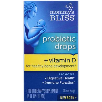 Пробиотики для детей + Витамин Д, Probiotic Drops + Vitamin D, Mommy's Bliss, 10 мл - фото