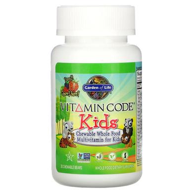 Мультивитамины для детей, Multivitamin for Kids, Garden of Life, Vitamin Code, вишня, 30 жевательных таблеток - фото
