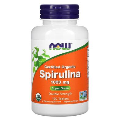 Спирулина сертифицированная органическая, Spirulina, Now Foods, 1000 мг, 120 таблеток - фото
