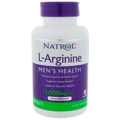 Аргинин, L-Arginine, Natrol, 3000 мг, 90 таблеток - фото