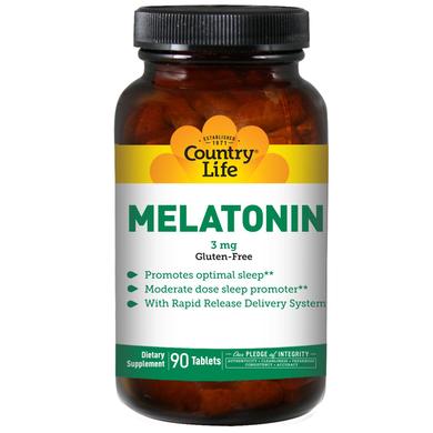 Мелатонін, Melatonin, Country Life, 3 мг, 90 таблеток - фото