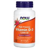 Витамин Д3, Vitamin D-3, Now Foods, 1000 МЕ, 180 капсул, фото