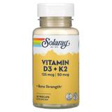 Вітамін Д3 та К2, Vitamin D-3 & K-2, Solaray, без сої, 60 капсул, фото