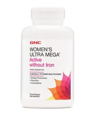 Витамины, Womens ultra active no iron, Gnc, 180 капсул - фото
