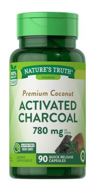 Активированный уголь, Activated Charcoal, Nature's Truth, 520 мг, 90 капсул - фото