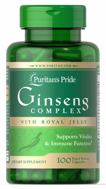 Ginseng with royal jelly, Ginseng Complex, Puritan's Pride, 1000 mg, 100 capsules - фото