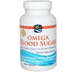 Контроль цукру з Омега, Omega Blood Sugar, Nordic Naturals, 1000 мг, 60 капсул - фото
