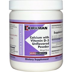 Кальций и витамин Д3, Calcium with Vitamin D-3, Kirkman Labs, 454 г - фото