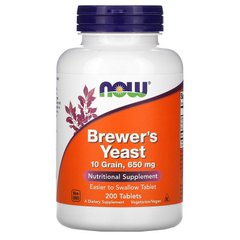 Пивные дрожжи, Brewer's Yeast, Now Foods, 650 мг, 200 таблеток - фото