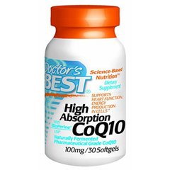Коэнзим Q10 высокой абсорбации 100 мг, Doctors Best, 30 гелевых капсул - фото