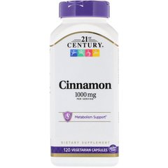 Корица, Cinnamon, 21st Century, 500 мг, 120 капсул - фото