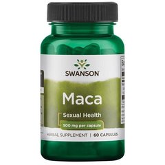 Мака, Maca, Swanson, 500 мг, 60 капсул - фото