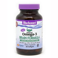 Омега-3 формула для мозга, Omega-3 Brain Formula, Bluebonnet Nutrition, 60 желатиновых капсул - фото
