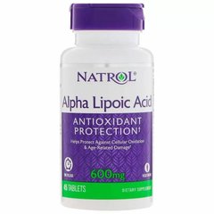 Альфа-ліпоєва кислота, уповільнене вивільнення, Alpha Lipoic Acid, Natrol, 600 мг, 45 таблеток - фото