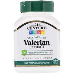 Экстракт валерианы, Valerian, 21st Century, 60 капсул - фото